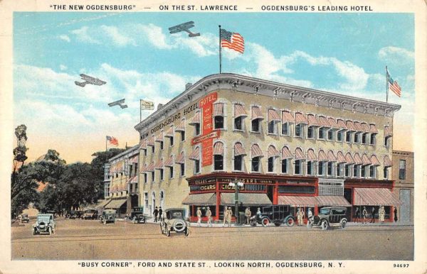 Ogdensburg New York New Hotel Street View Antique Postcard K105314