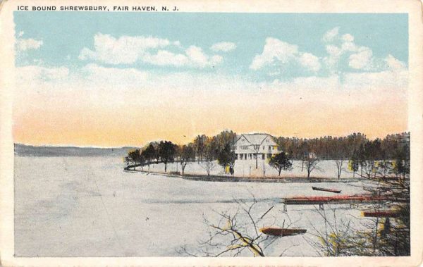 Fair Haven New Jersey Ice Bound Shrewsbury River Antique Postcard K105409