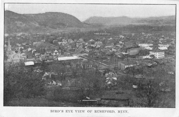 Rushford Minnesota Birdseye View Of City Antique Postcard K105487