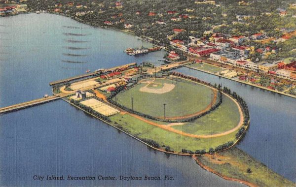 Daytona Beach Florida City Island Baseball Field Antique Postcard J80795