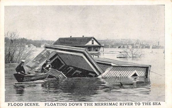 Merrimac River Massachusetts House Flood Scene Antique Postcard K106113