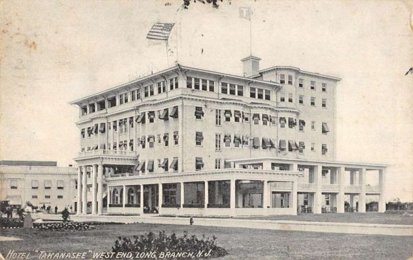 Long Branch New Jersey Hotel Takanasee Street View Antique Postcard K106205