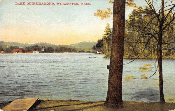 Worcester Massachusetts Lake Quinsigamond Waterfront Antique Postcard K106271