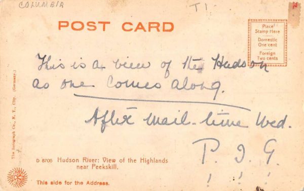 Columbia New York Hudson River Highlands Antique Postcard K106648 - Image 2