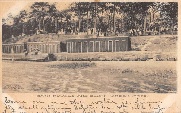 Onset Massachusetts Bath Houses And Bluff Antique Postcard K106681