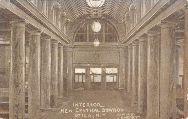 Utica New York New Central Station Interior Antique Postcard K106702