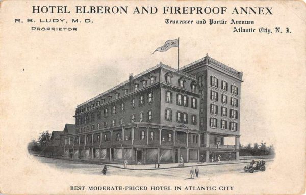 Atlantic City New Jersey Hotel Elberon Street View Antique Postcard K106706