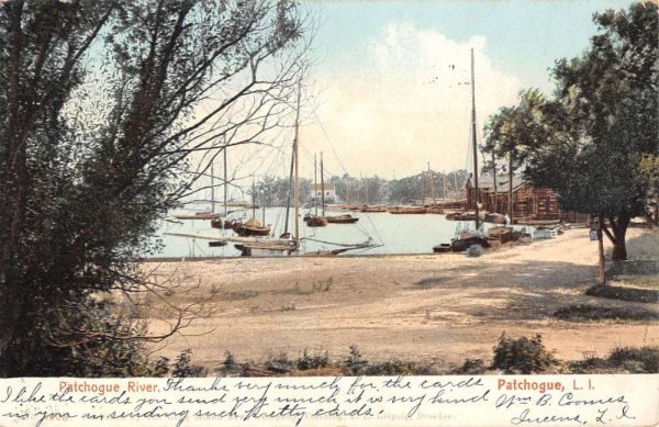 Patchogue New York River Waterfront Antique Postcard K106730