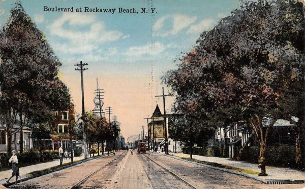 Rockaway Park New York Boulevard Street Scene Antique Postcard K106736