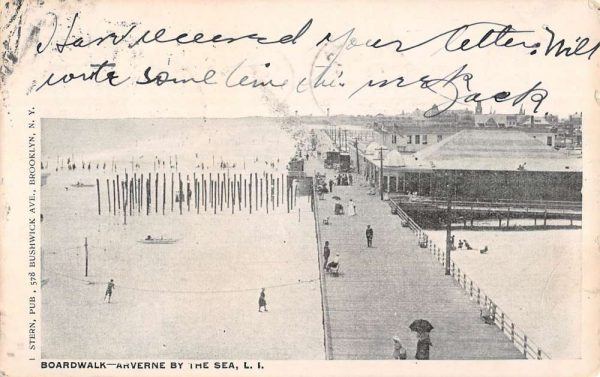 Arverne By The Sea New York Boardwalk Scene Antique Postcard K106748