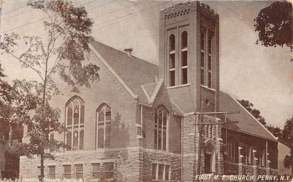 Perry New York First ME Church Street View Antique Postcard K106836