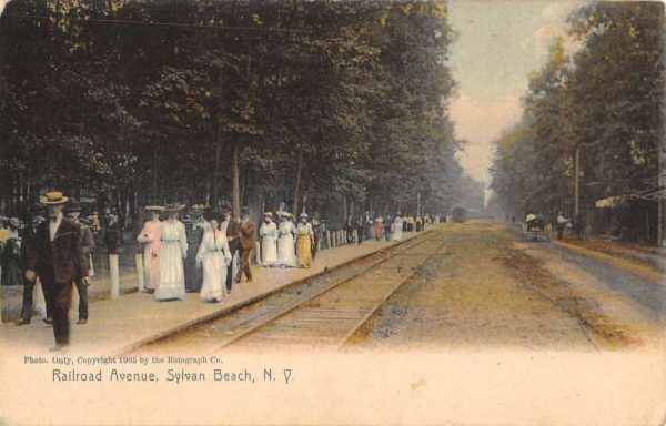 Sylvan Beach New York Railroad Avenue Street View Antique Postcard K106845