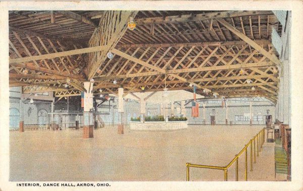 Akron Ohio Dance Hall Interior Antique Postcard K106867