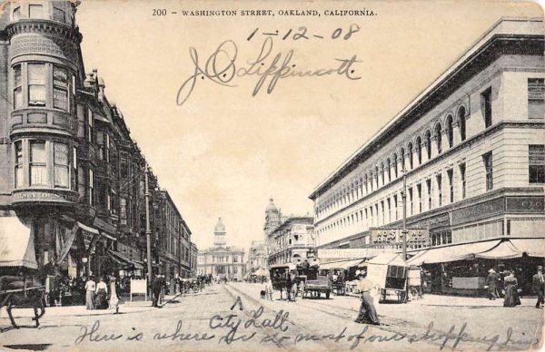 Oakland California Washington Street Scene Antique Postcard K106922