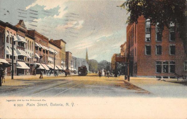 Batavia New York Main Street Scene Historic Bldgs Antique Postcard K106968