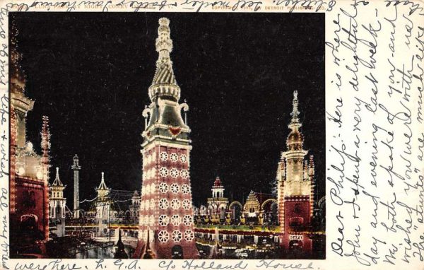 Coney Island New York Luna Park At Night Antique Postcard K106990