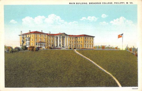 Philippi West Virginia Broaddus College Main Bldg Antique Postcard K107014