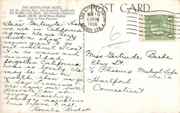 Los Angeles California Mayflower Hotel Multiview Antique Postcard K107077 - Image 2