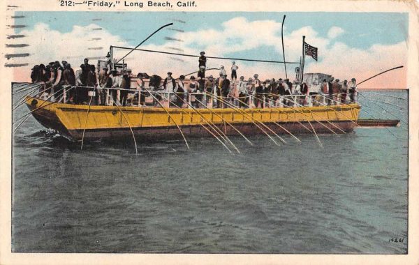 Long Beach California Friday Fishing Boat Scene Antique Postcard K107083