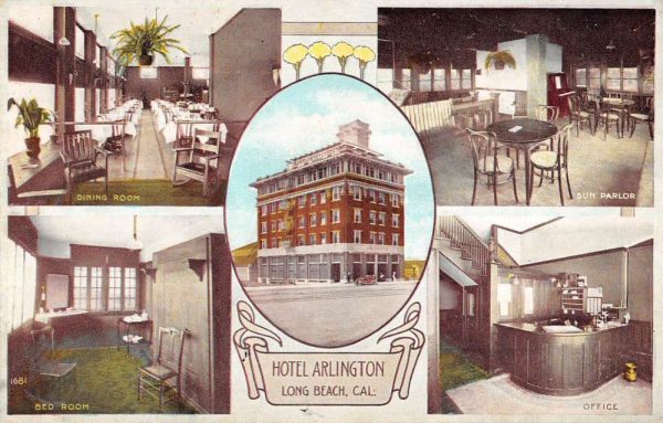 Long Beach California Hotel Arlington Multiview Antique Postcard K107086