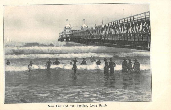 Long Beach California New Pier Sun Pavilion Antique Postcard K107088