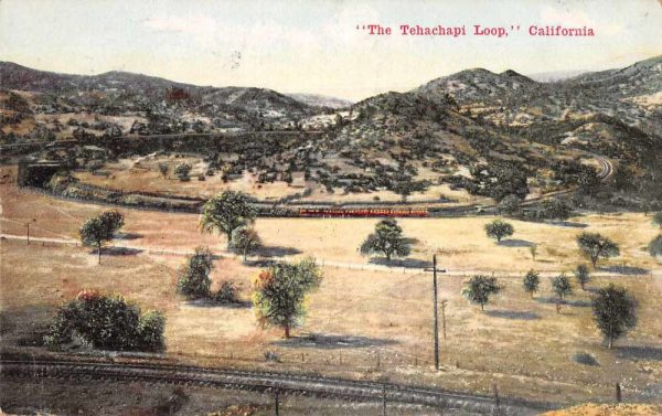 California The Techachapi Loop Train Railroad Scenic View Postcard J80964