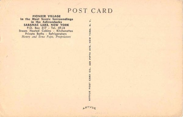 Lake Placid New York Pioneer Village Route 86 Antique Postcard J80984 - Image 2