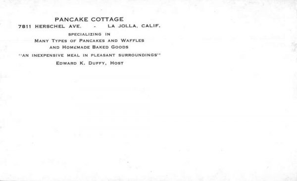 La Jolla California Pancake Cottage Interior View Restaurant Postcard J81016 - Image 2