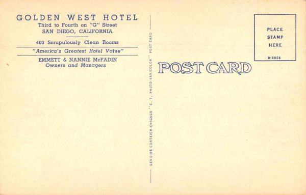 San Diego California Golden West Hotel The Owners Yacht Antique Postcard J81021 - Image 2