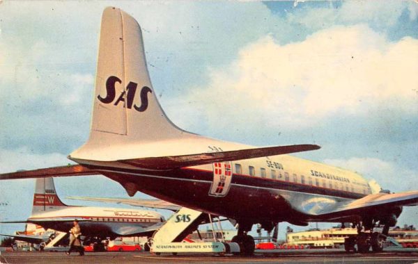 Los Angeles California Airport Scandinavian Airlines Vintage Postcard J81066