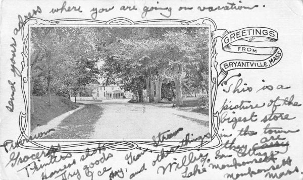 Bryantville Massachusetts Greetings Street Scene Antique Postcard J81146