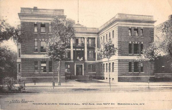 Brooklyn New York Norwegian Hospital Street View Antique Postcard K107378