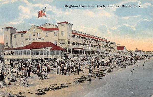 Brighton Beach New York Baths Waterfront Antique Postcard K107415