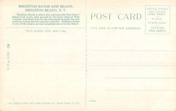 Brighton Beach New York Baths Waterfront Antique Postcard K107415 - Image 2