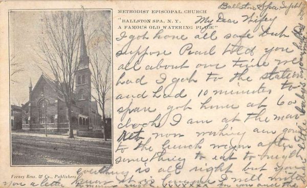 Ballston Spa New York Methodist Episcopal Church Antique Postcard K107477