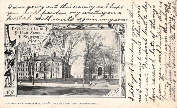 Somerville Massachusetts English Latin High School Antique Postcard K107507