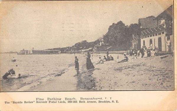 Bensonhurts New York Fine Bathing Beach Antique Postcard K107558