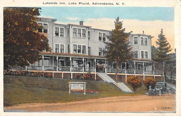 Adirondacks New York Lake Placid Lakeside Inn Antique Postcard K107643