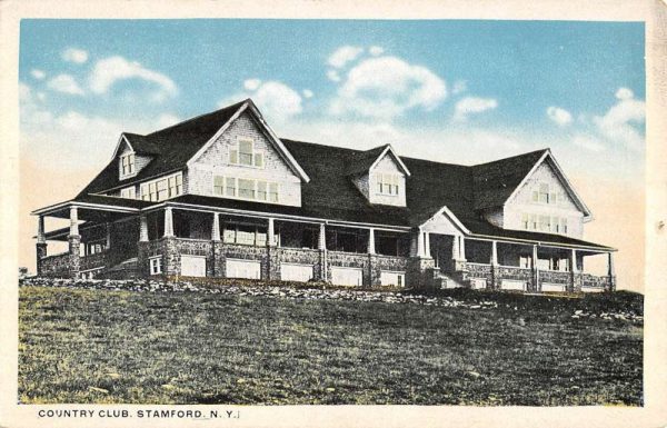 Stamford New York Country Club Street View Antique Postcard K107644