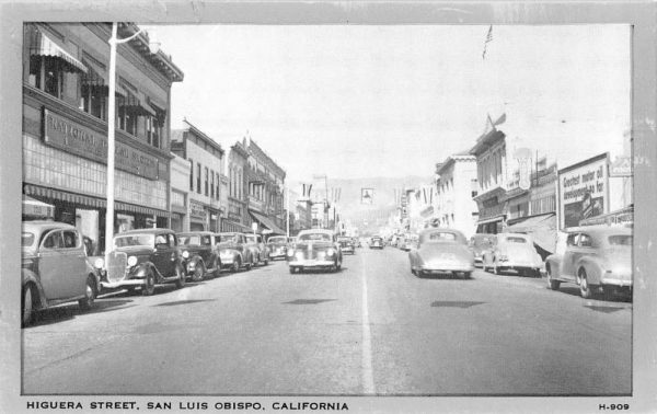 San Luis Obispo California Higuera Street Scene Antique Postcard K107651