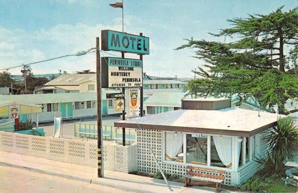 Seaside California Peninsula Lodge Motel Street View Vintage Postcard K107688