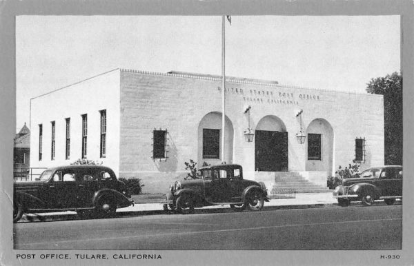 Tulare California Post Office Street View Antique Postcard K107748