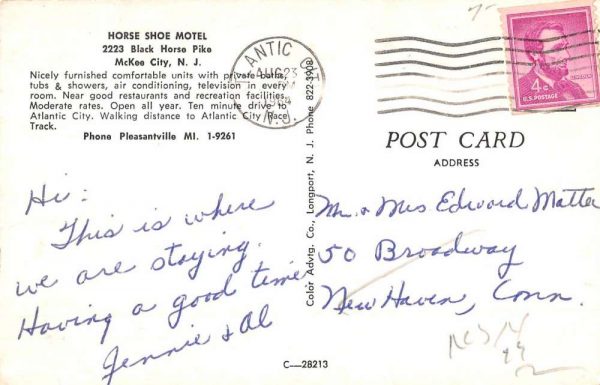 McKee City New Jersey Horse Shoe Motel Multiview Vintage Postcard K107810 - Image 2