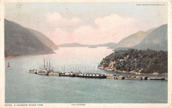 Hudson River New York Narrows Tow Boat Detroit Pub Antique Postcard K107914