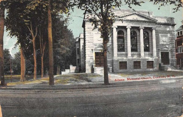 Dunkirks New York Adams Memorial Church Street View Antique Postcard Dunkirks