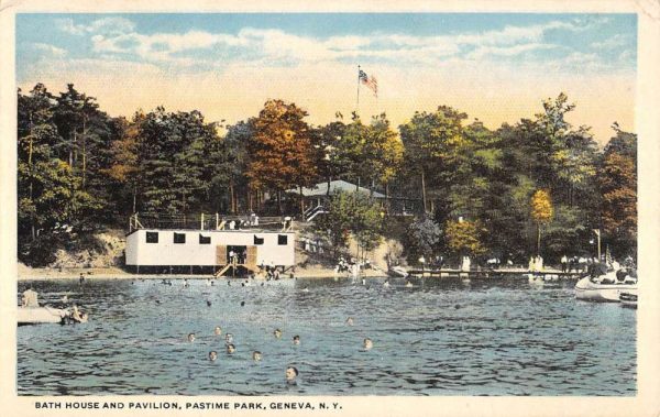 Geneva New York Pastime Park Bath House Pavilion Antique Postcard K107996