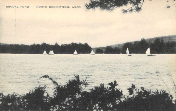 North Brookfield Massachusetts Brooks Pond Waterfront Antique Postcard K108006