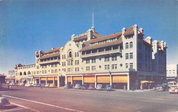 Stockton California Hotel Street View Vintage Postcard KA688581