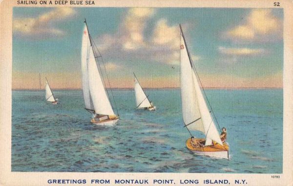 Montauk Point Long Island New York Greetings Sailing Vintage Postcard JC932826