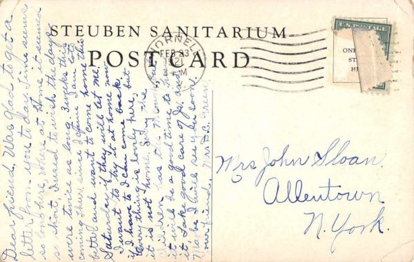 Hornell New York Steuben Sanitarium Exterior Vintage Postcard JC932955 - Image 2